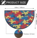Half Circle Throw Rugs Non-Slip Soft Floor Mats, Abstract Colorful Jigsaw Puzzles Image 5'2"x 3'2" Washable Entryway Carpet for Nursery Kitchen Laundry Fireplace Living Room