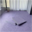12X12inch Foam Floor Mat with Border, Linen Fabric Interlocking Carpet Tiles, Square Puzzle Play Mat, Anti-Fatigue for Yoga Or Gym,Light Purple,1pcs