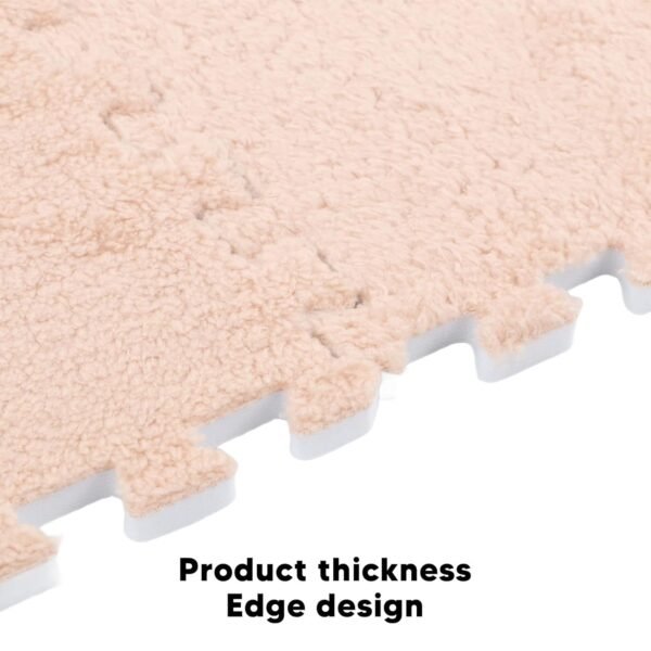 Plush Jointable Floor Mats, 10Pcs Soft Thick Split Joint Interlocking Plush Rug for Room Floor (Light Tan)