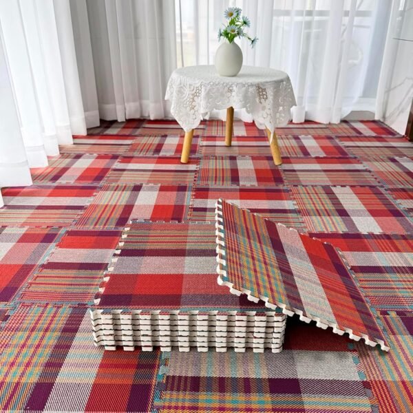 20 Pieces Linen Interlocking Puzzle Foam Floor Mat,Exercise Carpet Tiles,Breathable Jigsaw Floor Play Mats,11.8x11.8 Inch(Size:0.23 Inch,Color:HG)
